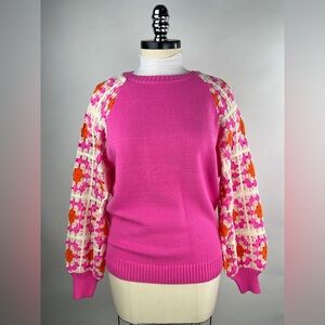 💚 2907. Crochet Sleeve Pullover Sweatshirt